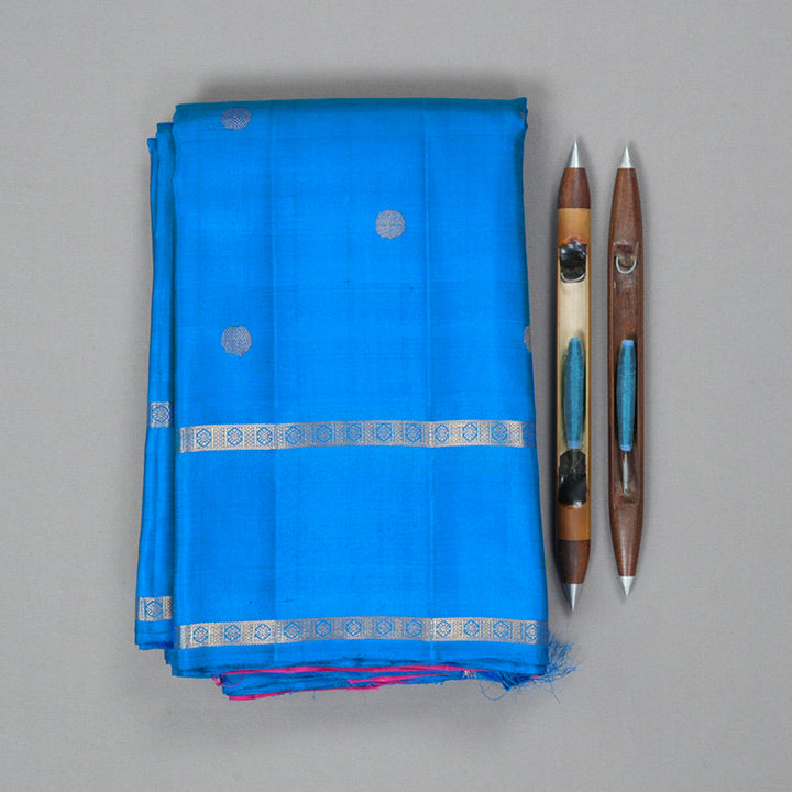 Hayagrivas Handloom Sky Blue Kanjivaram Silk Saree KBF351E3-1