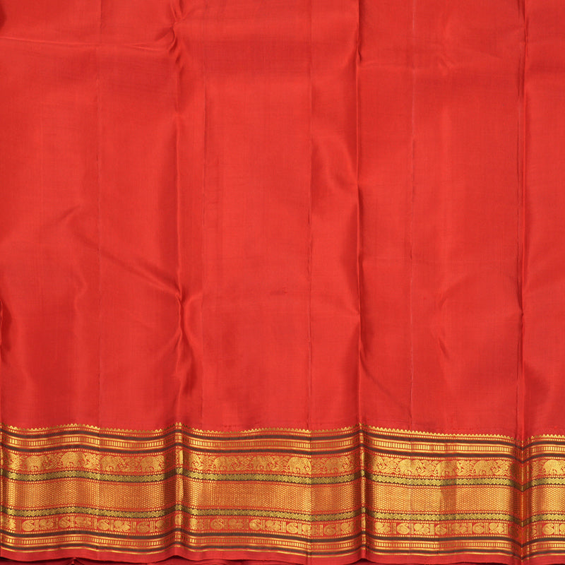 Hayagrivas Handloom Mustard Yellow Kanjivaram Silk Saree with Red Border KBF352E1-2