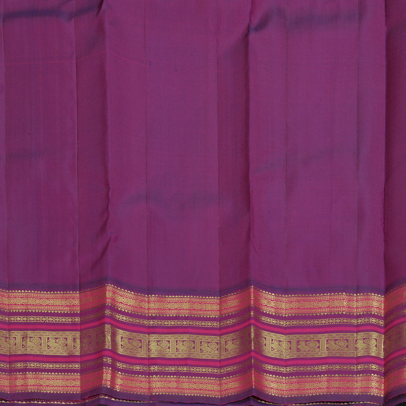Hayagrivas Handloom Fluorescent Green Kanjivaram Silk Saree with Purple Border KBF352E1-3