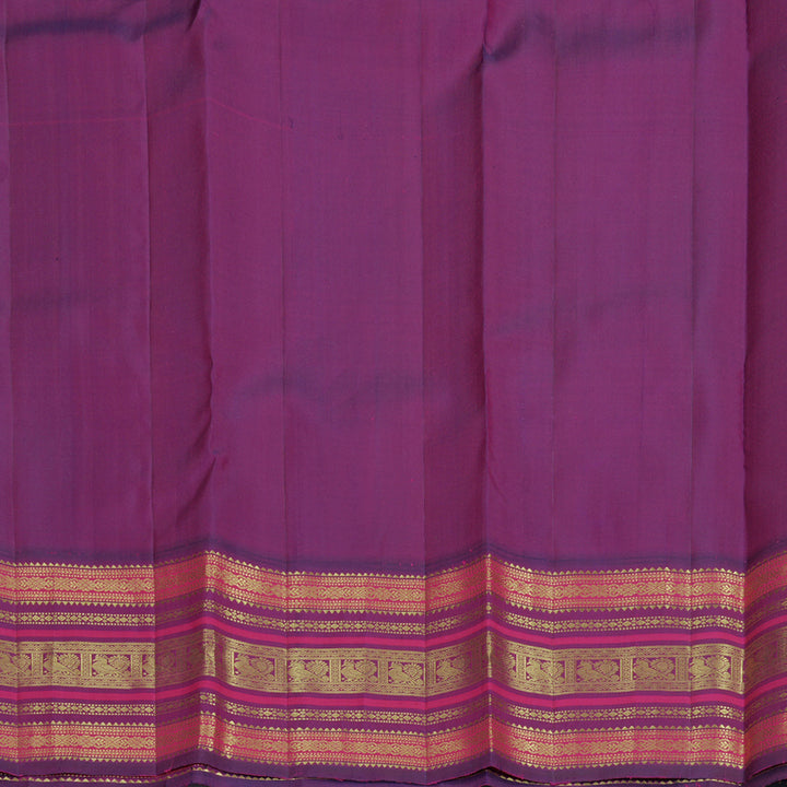 Hayagrivas Handloom Fluorescent Green Kanjivaram Silk Saree with Purple Border KBF352E1-3