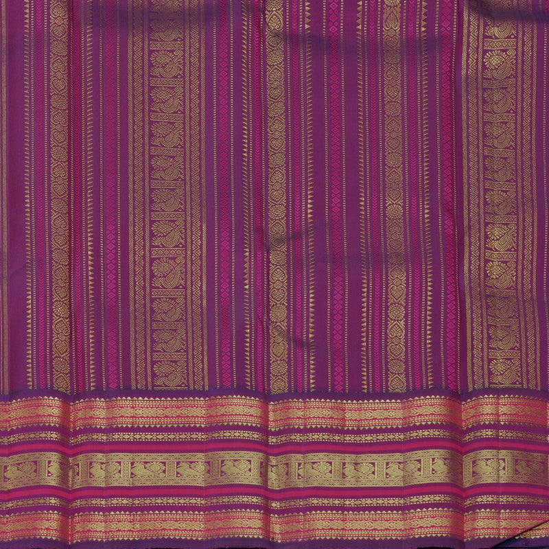 Hayagrivas Handloom Fluorescent Green Kanjivaram Silk Saree with Purple Border KBF352E1-3