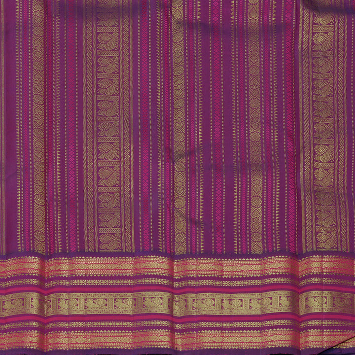 Hayagrivas Handloom Fluorescent Green Kanjivaram Silk Saree with Purple Border KBF352E1-3