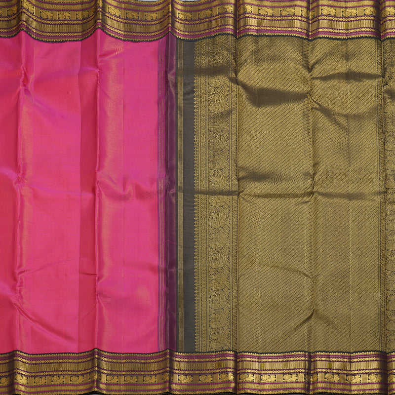 Hayagrivas Handloom Rani Pink Kanjivaram Silk Saree with Kanchana Brown Border KBF352E2-2