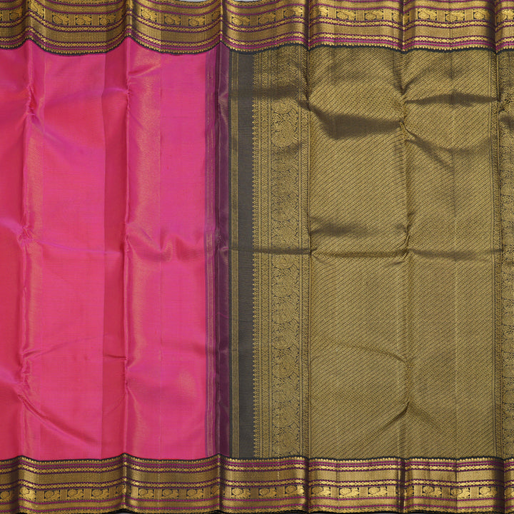 Hayagrivas Handloom Rani Pink Kanjivaram Silk Saree with Kanchana Brown Border KBF352E2-2