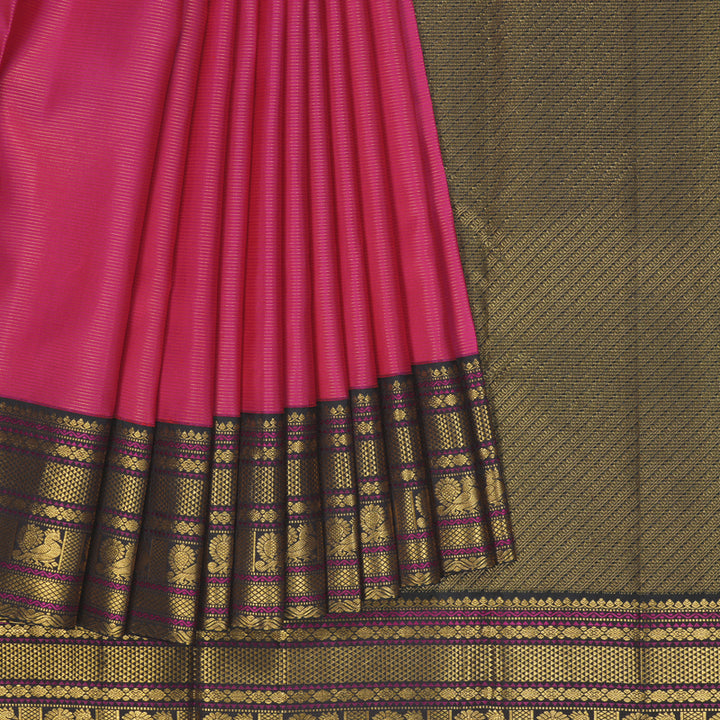 Hayagrivas Handloom Rani Pink Kanjivaram Silk Saree with Kanchana Brown Border KBF352E2-2