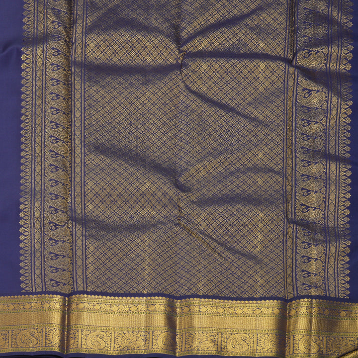 Hayagrivas Handloom Vadamalli Purple Kanjivaram Silk Saree with Navy Blue Border KBF352E2-4