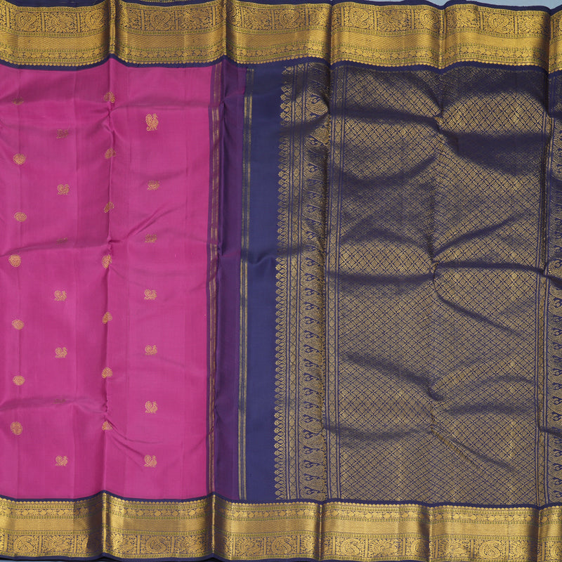 Hayagrivas Handloom Vadamalli Purple Kanjivaram Silk Saree with Navy Blue Border KBF352E2-4