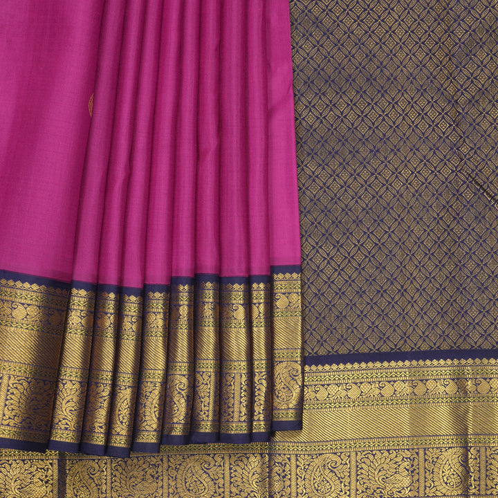 Hayagrivas Handloom Vadamalli Purple Kanjivaram Silk Saree with Navy Blue Border KBF352E2-4