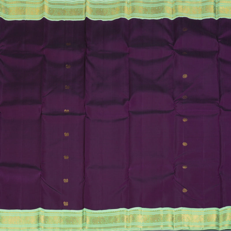 Hayagrivas Handloom Violet Kanjivaram Silk Saree with Pista Green Border KBF352E3-2