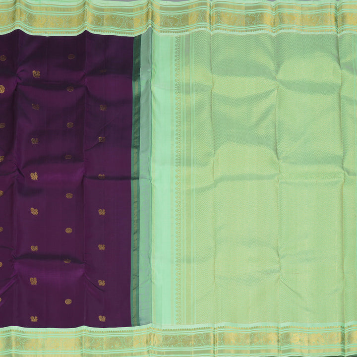 Hayagrivas Handloom Violet Kanjivaram Silk Saree with Pista Green Border KBF352E3-2