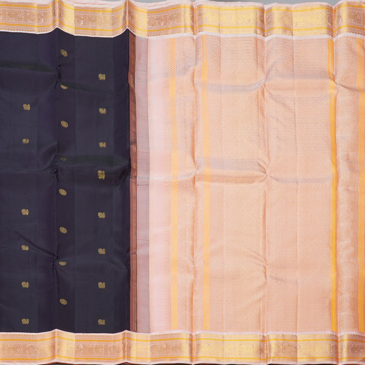 Hayagrivas Handloom Deep Nagapazham Kanjivaram Silk Saree with Peach Border KBF352E3-3
