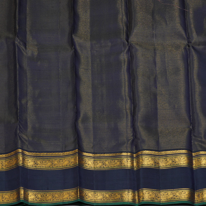Hayagrivas Handloom Rose Pink Kanjivaram Silk Saree with Deep Navy Blue Border KBF352E4-2