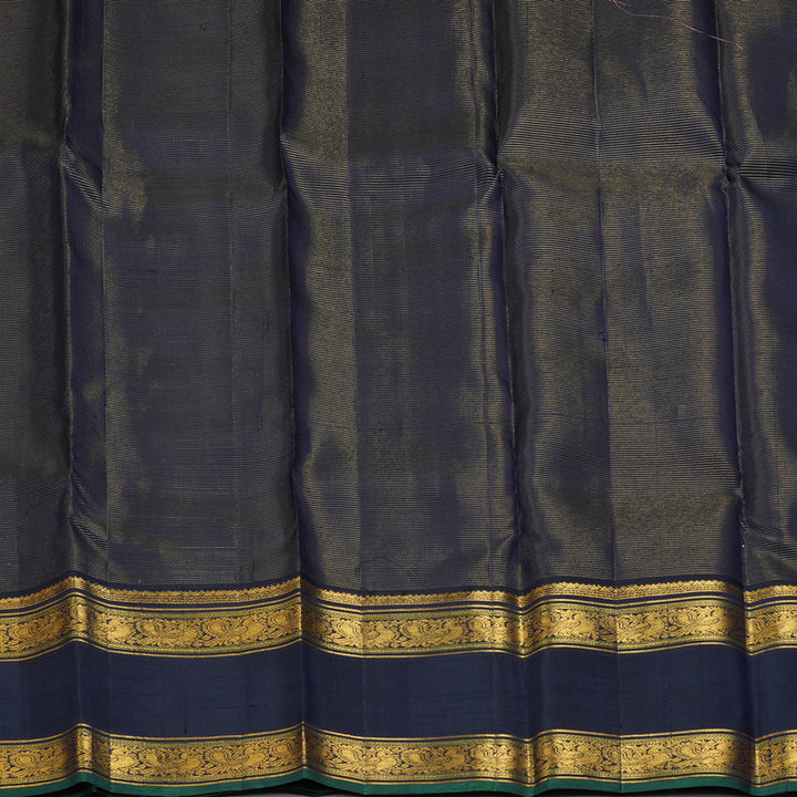 Hayagrivas Handloom Rose Pink Kanjivaram Silk Saree with Deep Navy Blue Border KBF352E4-2