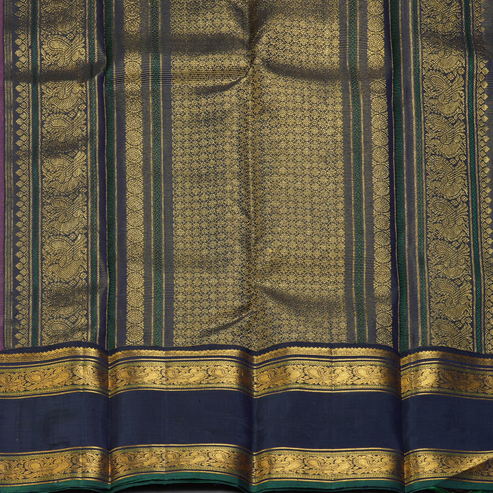 Hayagrivas Handloom Rose Pink Kanjivaram Silk Saree with Deep Navy Blue Border KBF352E4-2