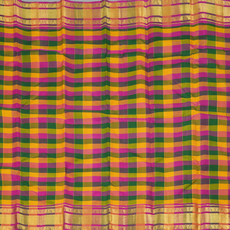 Hayagrivas Handloom Multicolour Checks Kanjivaram Silk Saree KBF355F1-1