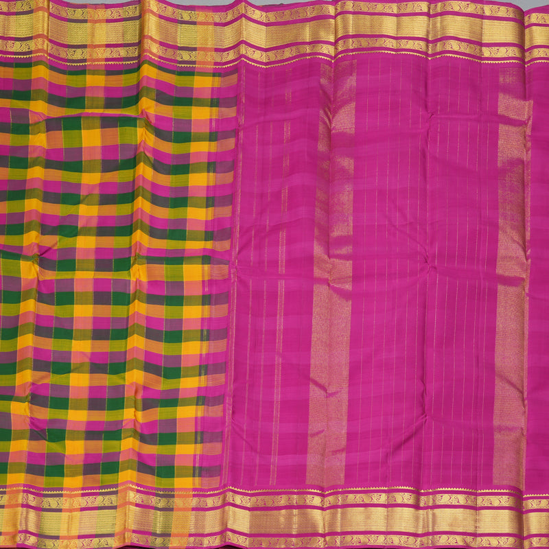 Hayagrivas Handloom Multicolour Checks Kanjivaram Silk Saree KBF355F1-1