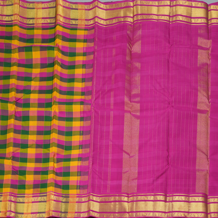 Hayagrivas Handloom Multicolour Checks Kanjivaram Silk Saree KBF355F1-1