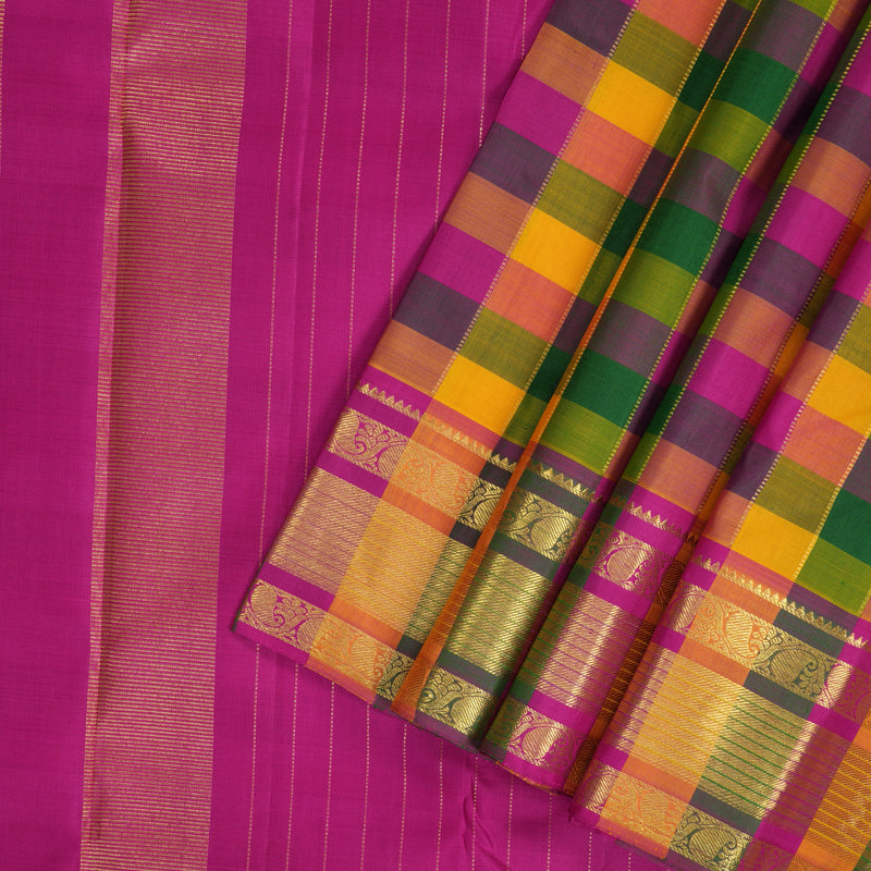 Hayagrivas Handloom Multicolour Checks Kanjivaram Silk Saree KBF355F1-1