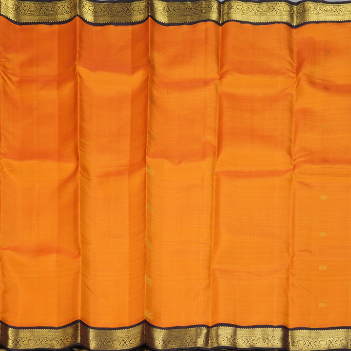 Hayagrivas Handloom Sunset Orange Kanjivaram Silk Saree with Kanchana Brown Border KBF355F7-1
