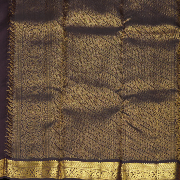 Hayagrivas Handloom Sunset Orange Kanjivaram Silk Saree with Kanchana Brown Border KBF355F7-1