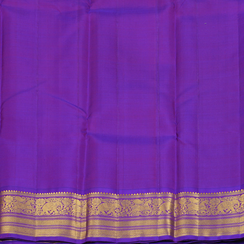 Hayagrivas Handloom Fluorescent Green Kanjivaram Silk Saree with Purple Border KBF356F10-1