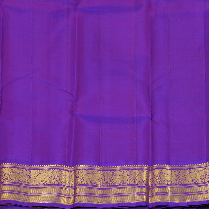 Hayagrivas Handloom Fluorescent Green Kanjivaram Silk Saree with Purple Border KBF356F10-1