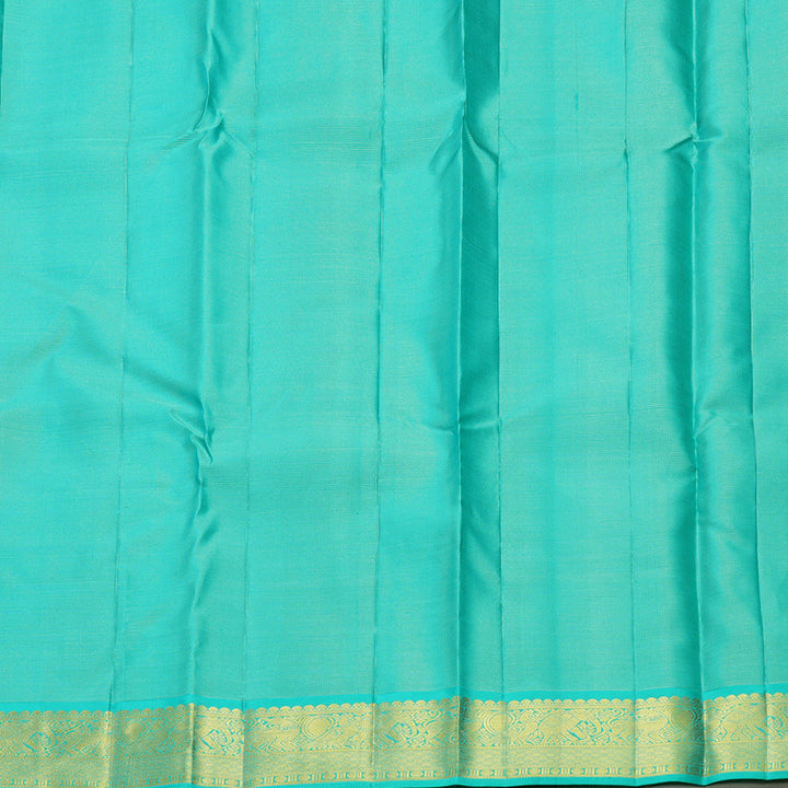 Hayagrivas Handloom Violet Kanjivaram Silk Saree with Sea Green Border KBF356F11-5