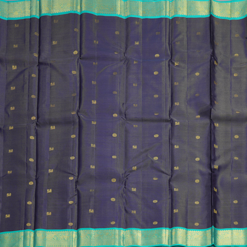 Hayagrivas Handloom Violet Kanjivaram Silk Saree with Sea Green Border KBF356F11-5
