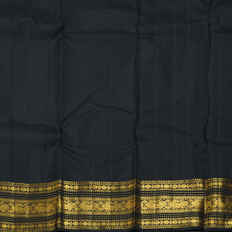 Hayagrivas Handloom Yellow Kanjivaram Silk Saree with Black Border KBF356F12-3