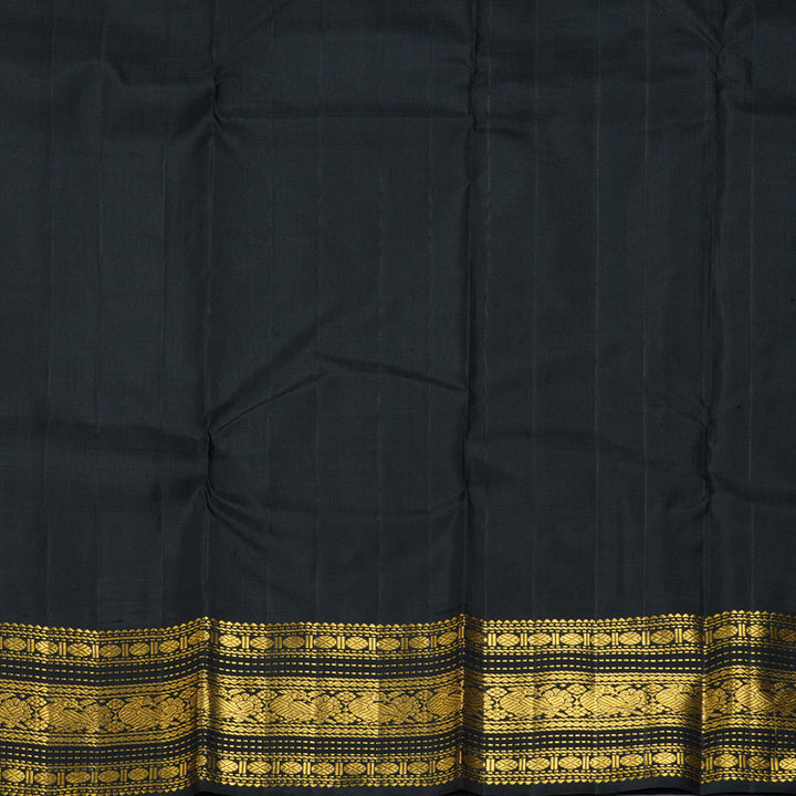 Hayagrivas Handloom Yellow Kanjivaram Silk Saree with Black Border KBF356F12-3