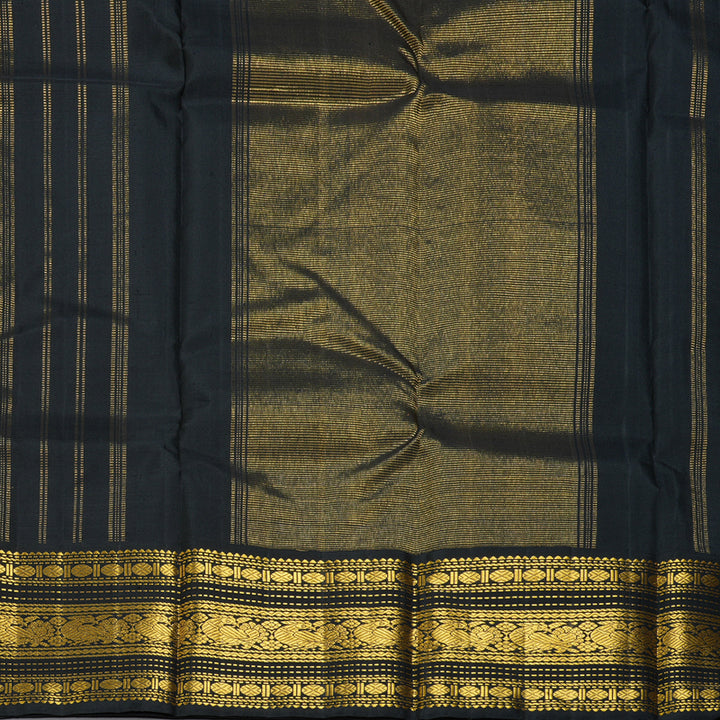 Hayagrivas Handloom Yellow Kanjivaram Silk Saree with Black Border KBF356F12-3