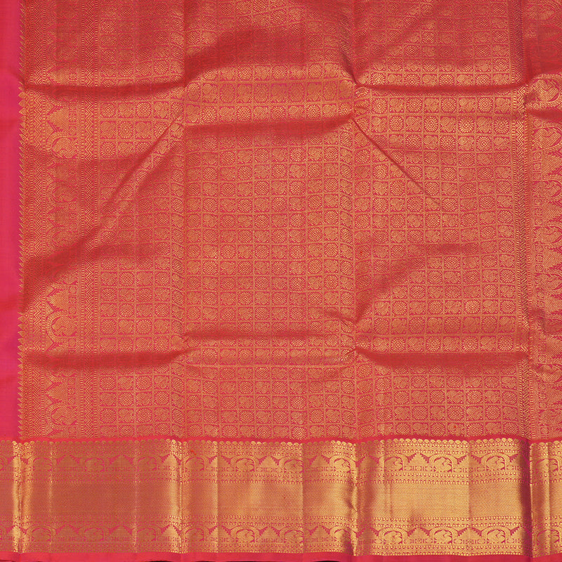 Hayagrivas Handloom Gray Kanjivaram Silk Saree with Pinkish-Orange Border KBF356F12-6