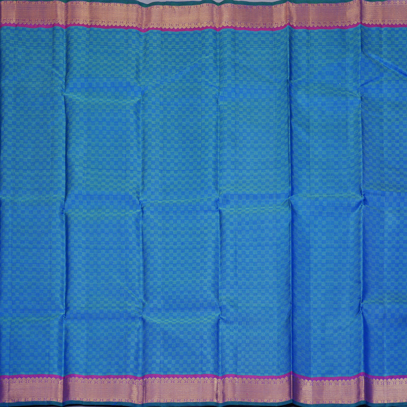 Hayagrivas Handloom Blue (Carpet Checks) Kanjivaram Silk Saree KBF356F4-1