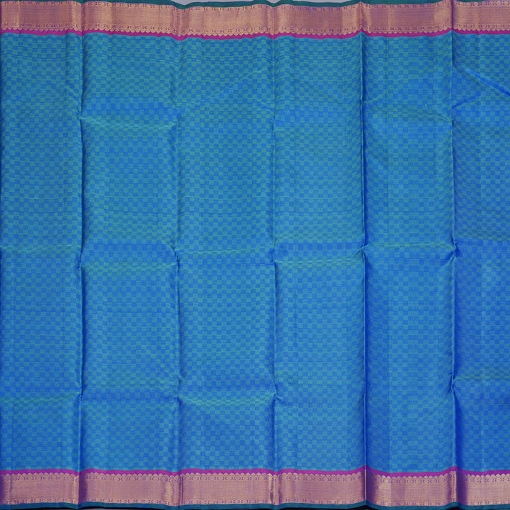 Hayagrivas Handloom Blue (Carpet Checks) Kanjivaram Silk Saree KBF356F4-1