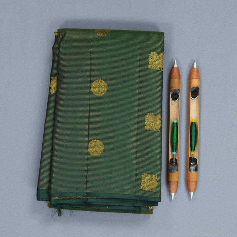 Hayagrivas Handloom Bottle Green Kanjivaram Silk Saree KBF356F6-5