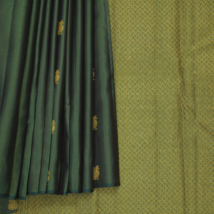 Hayagrivas Handloom Bottle Green Kanjivaram Silk Saree KBF356F6-5