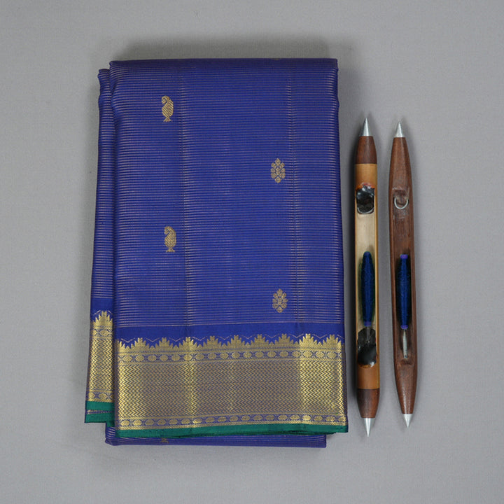 Hayagrivas Handloom Navy Blue Kanjivaram Silk Saree KBF356F6-6