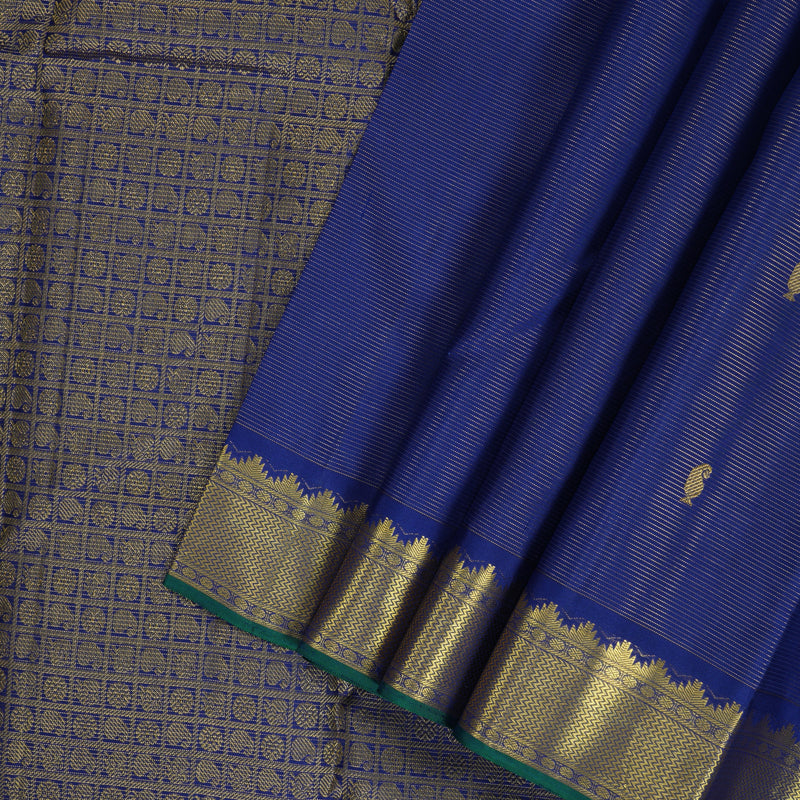 Hayagrivas Handloom Navy Blue Kanjivaram Silk Saree KBF356F6-6