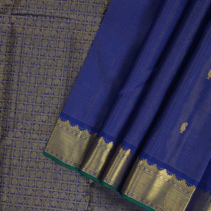 Hayagrivas Handloom Navy Blue Kanjivaram Silk Saree KBF356F6-6