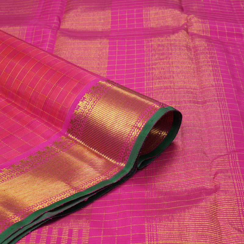 Hayagrivas Handloom Pink Checks Kanjivaram Silk Saree KBF356F6-8