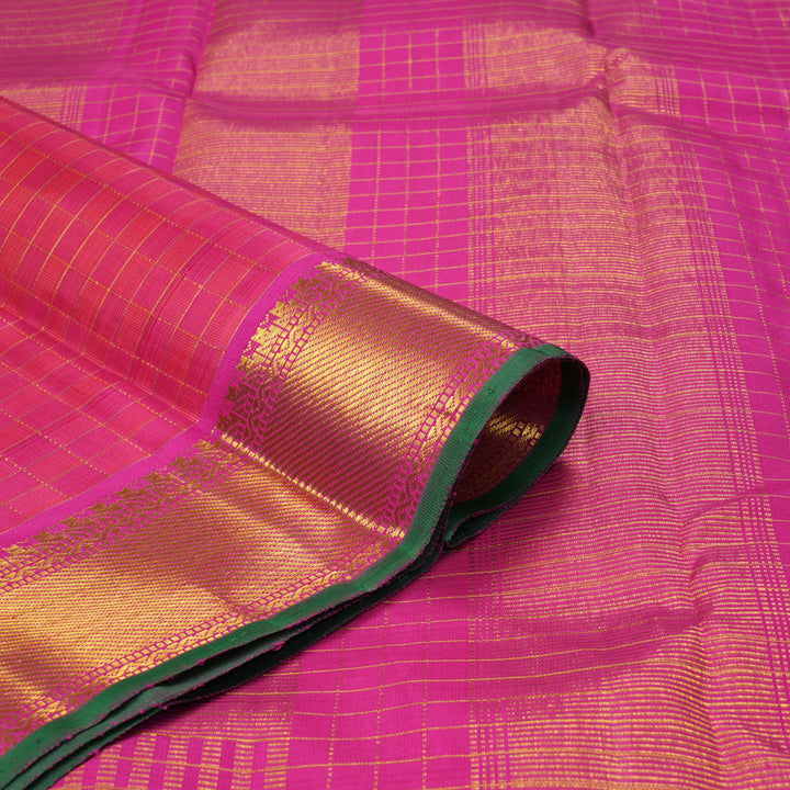 Hayagrivas Handloom Pink Checks Kanjivaram Silk Saree KBF356F6-8