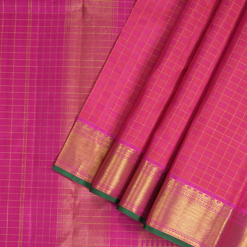 Hayagrivas Handloom Pink Checks Kanjivaram Silk Saree KBF356F6-8