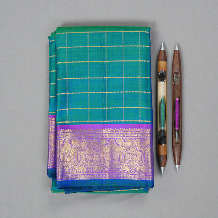 Hayagrivas Handloom Mayilkazhuthu Kanjivaram Silk Saree with Purple Border KBF356F6-9