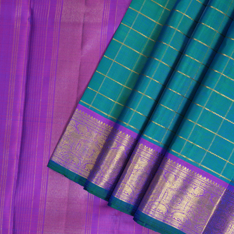 Hayagrivas Handloom Mayilkazhuthu Kanjivaram Silk Saree with Purple Border KBF356F6-9