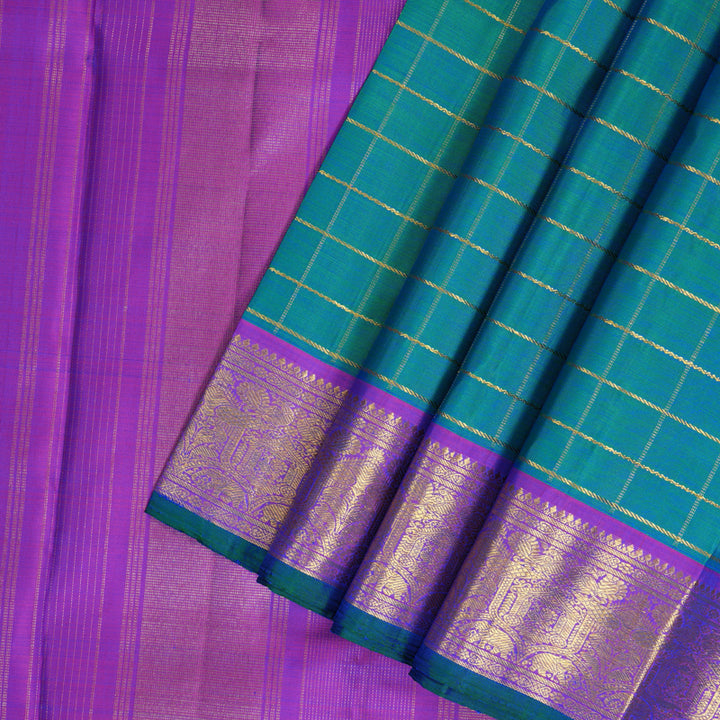 Hayagrivas Handloom Mayilkazhuthu Kanjivaram Silk Saree with Purple Border KBF356F6-9