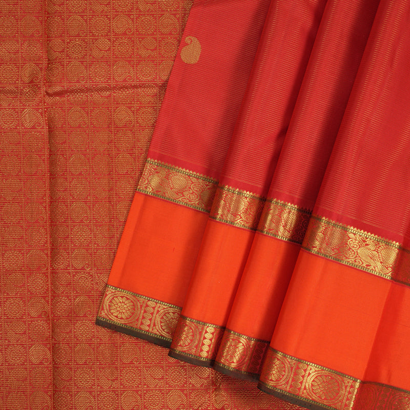 Hayagrivas Handloom Red Kanjivaram Silk Saree KBF356F7-2