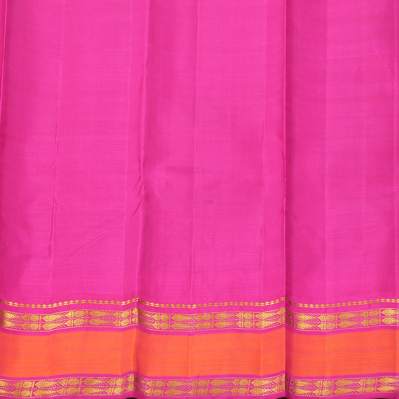 Hayagrivas Handloom Fluorescent Green Kanjivaram Silk Saree with Rani Pink Border KBF356F9-2