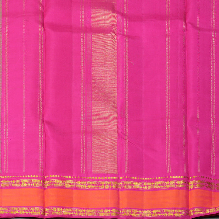 Hayagrivas Handloom Fluorescent Green Kanjivaram Silk Saree with Rani Pink Border KBF356F9-2