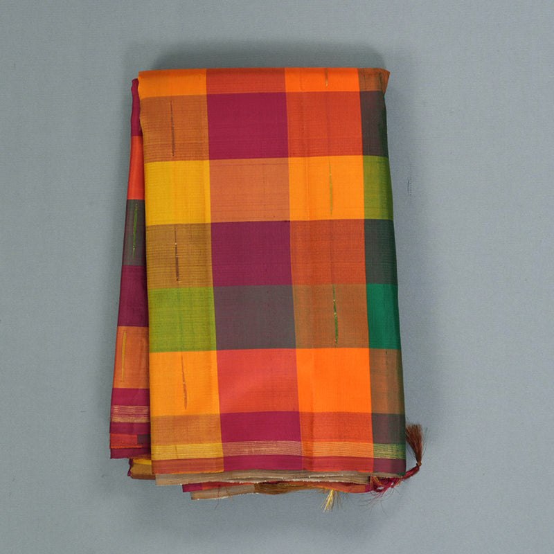 Hayagrivas Handloom Multicolour Checks Kanjivaram Silk Saree KBF357F4-1