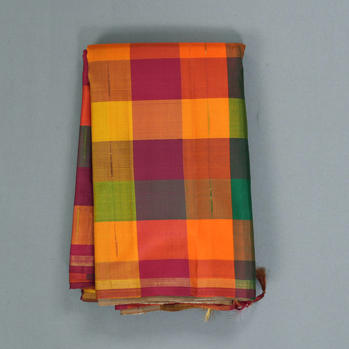 Hayagrivas Handloom Multicolour Checks Kanjivaram Silk Saree KBF357F4-1